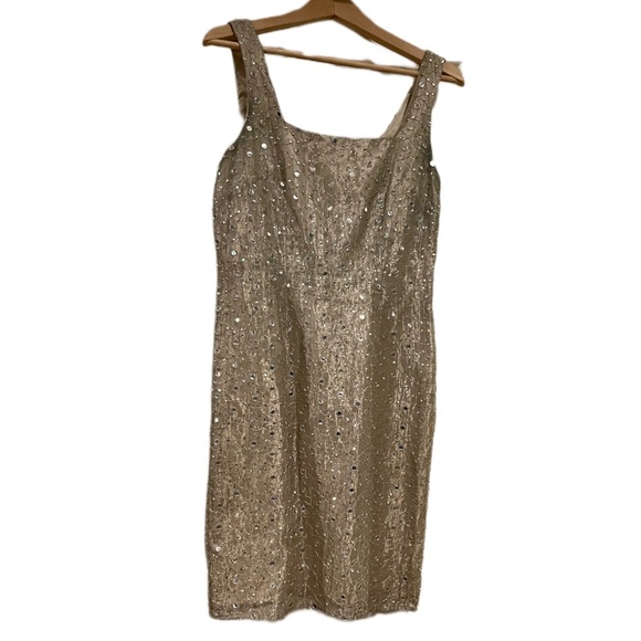 VINTAGE dress 1963. Gorg gold w mirror beading. Simple silhouette. - Picture 2 of 3